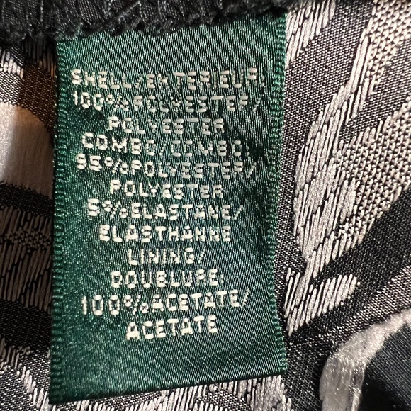 Lauren RL Size 14 Sleeveless Dress Black w Floral Brocade A-Line POCKETS V-Back - Picture 13 of 14